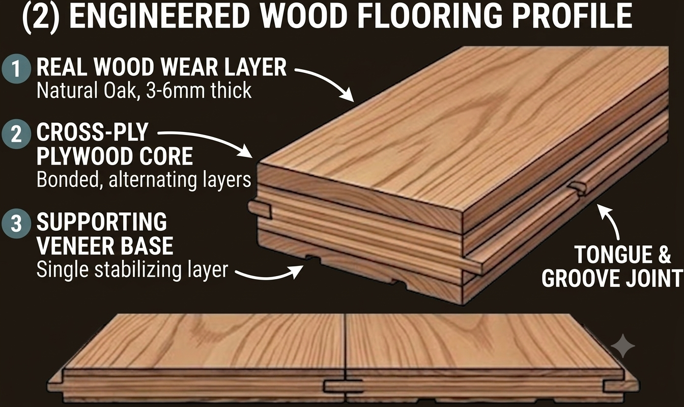 Engineered wood flooring profile