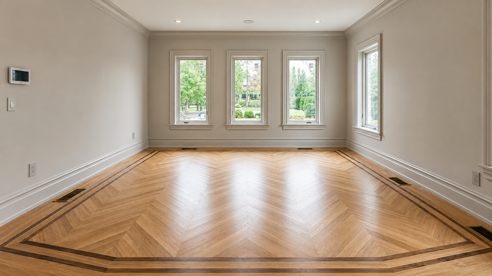 White oak chevron with double border